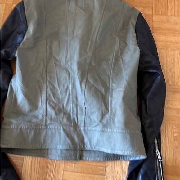 Mackage khaki moto motorcycle leather bomber jacket M biker - Picture 6 of 16